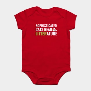 Sophisticated Cat Reading a Book Funny Baby Bodysuit